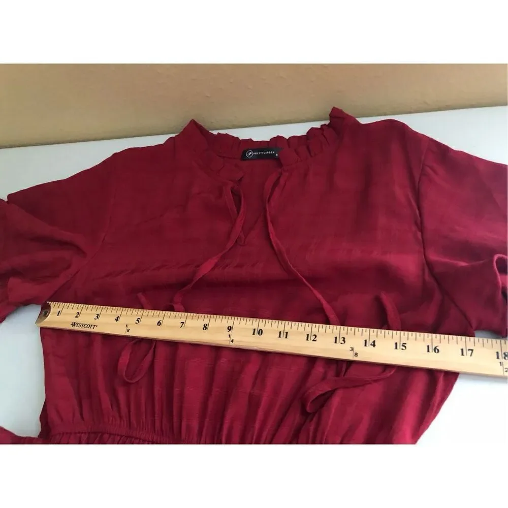 PRETTYGARDEN Womens Summer Boho Maxi Dress V Neck Ruffle Trim High SZ S - Picture 8 of 13